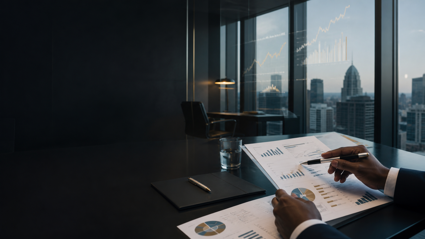 Analytical boardroom setting representing capital strategy